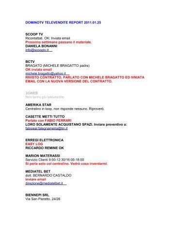 DOMINOTV TELEVENDITE REPORT 2011.01.25 SCOOP TV ...