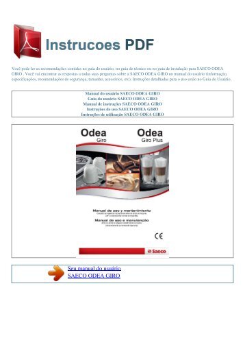 Manual do usuário SAECO ODEA GIRO - INSTRUCOES PDF