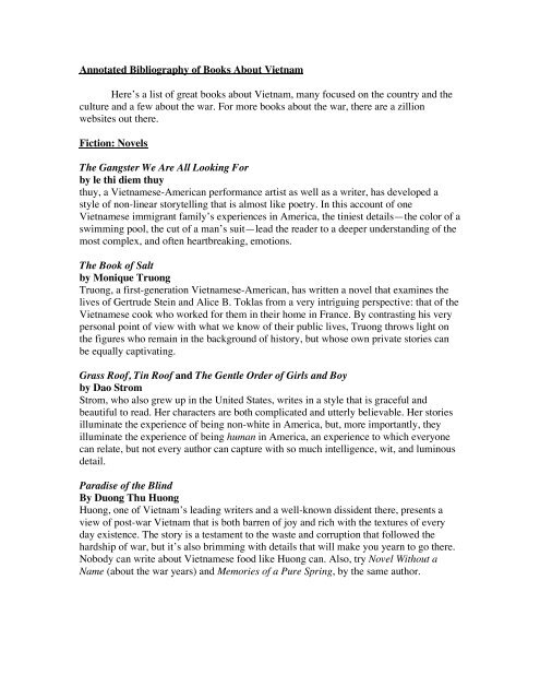 Annotated bibliography for vietnam war