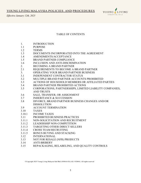 YL Policies and Procedures 2025