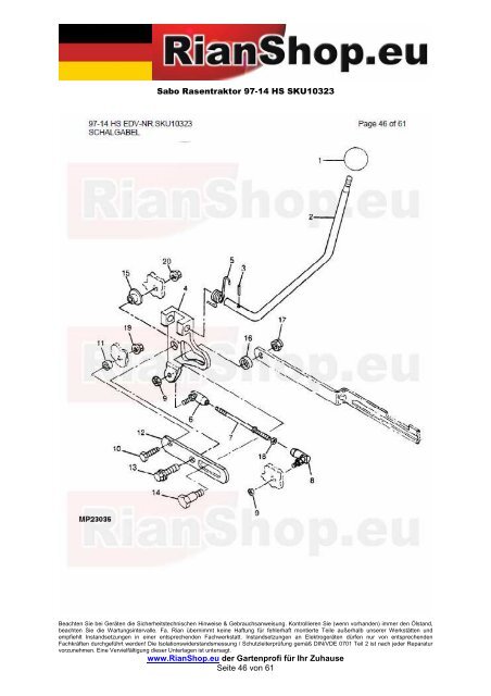 Sabo Rasentraktor 97-14 HS SKU10323 www.RianShop.eu der ...