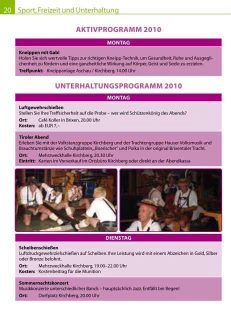 Das Kirchberger Sommerprogramm von A–Z - Brixental