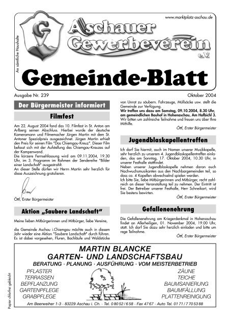 Gemeinde-Blatt Okt. .04 - Gewerbeverein Aschau