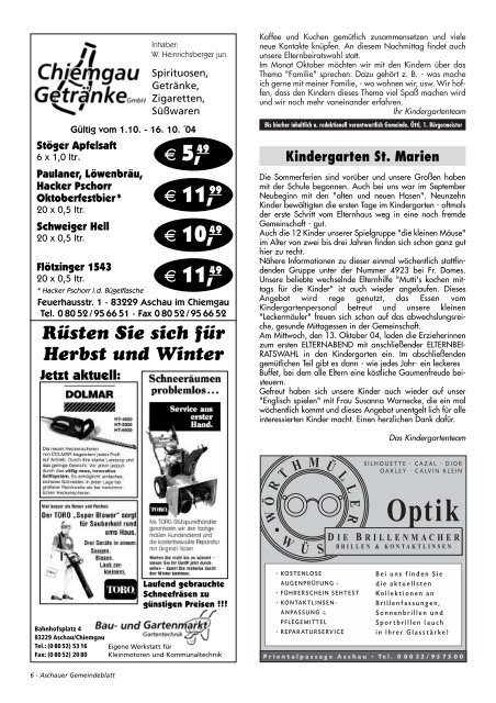 Gemeinde-Blatt Okt. .04 - Gewerbeverein Aschau