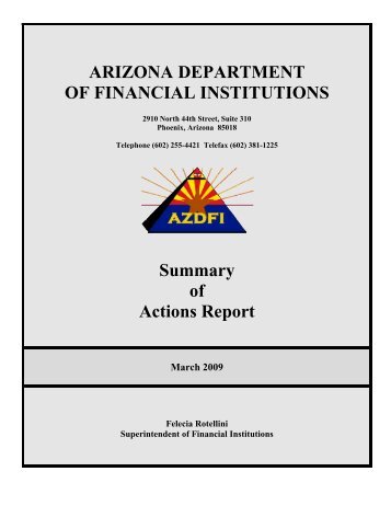 Summary of Actions Report March 2009 - Arizona Department of ...