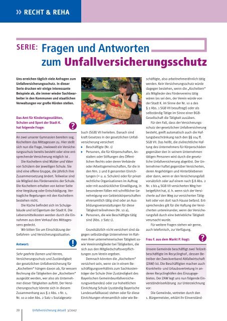 SiBe-Report 3/2007 - Kommunale Unfallversicherung Bayern