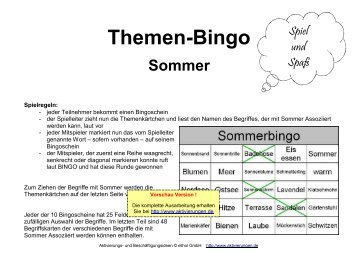Themen-Bingo Sommer