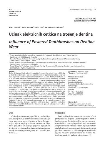 Učinak električnih četkica na trošenje dentina Influence of Powered ...