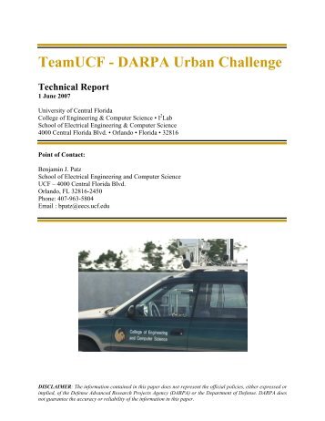 TeamUCF - DARPA Urban Challenge Technical Report