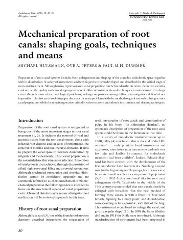 Mechanical preparation of root canals: shaping goals, techniques ...