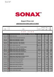 Export Price List - Sonax