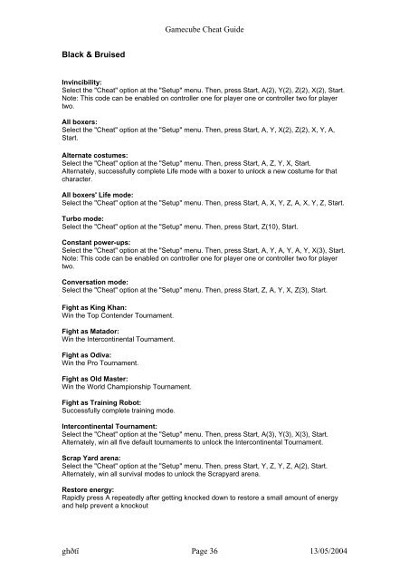 Gamecube Cheat Guide ghštļ Page 1 13/05/2004 ... - Game Power