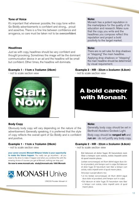 Advertising Style Guide - Administration, Monash University