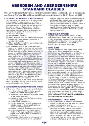 These are the Aberdeen and Aberdeenshire Standard Clauses