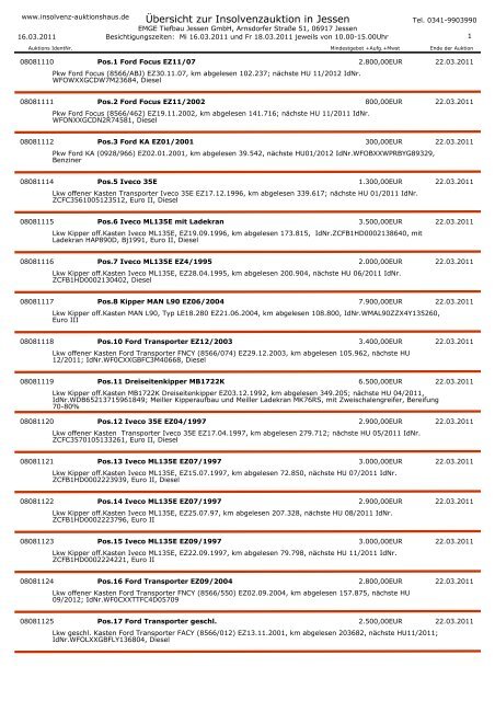 Ubersicht Zur Insolvenzauktion In Jessen Insolvenz Auktionshaus