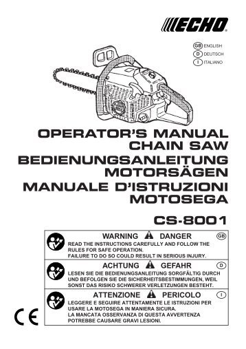 operator's manual chain saw cs-8001 achtung gefahr - Tam AG