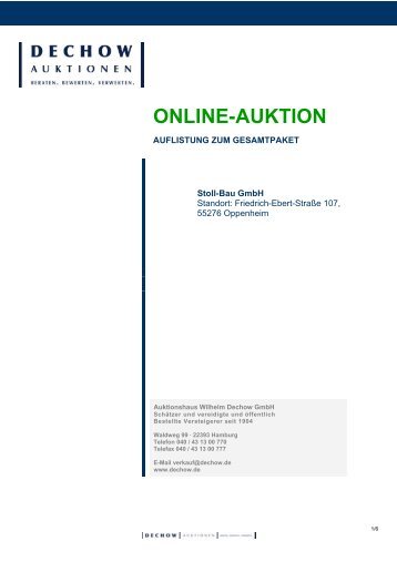 insolvenzverstei g online-auktion - Auktionshaus Wilhelm Dechow ...