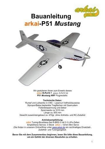 Bauanleitung arkai-P51 Mustang