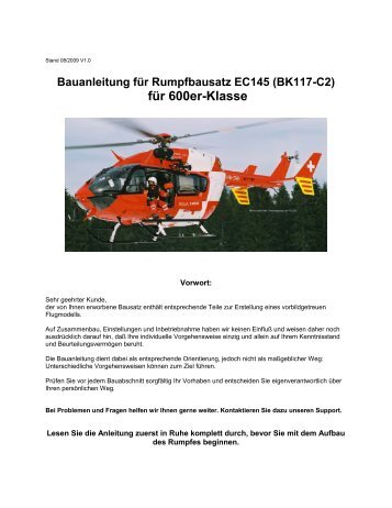 Bauanleitung für Rumpfbausatz EC145 (BK117-C2) - Docu-and-Info