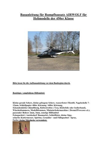 Bauanleitung für Rumpfbausatz AIRWOLF für ... - Docu-and-Info