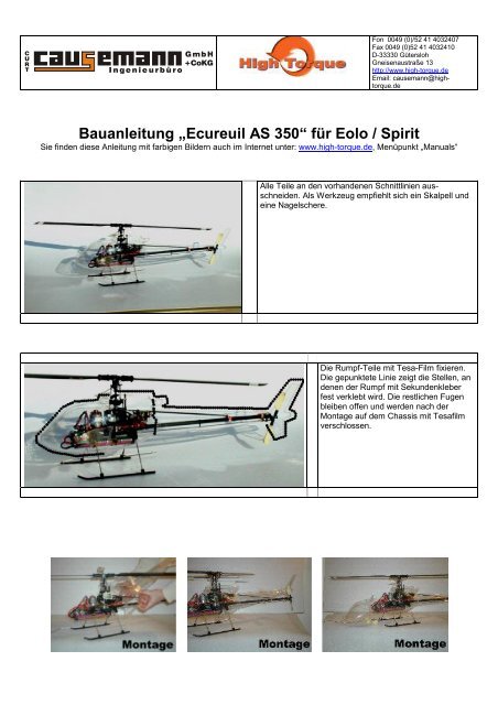 Bauanleitung „Ecureuil AS 350“ für Eolo / Spirit - Causemann