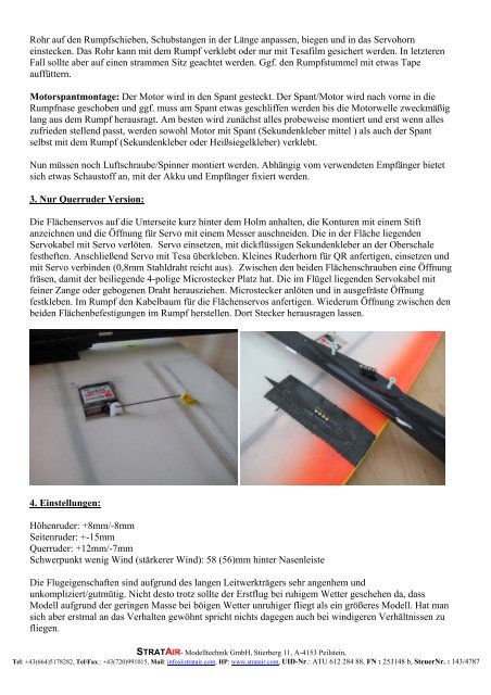 Bauanleitung X-Ray micro elektro - Stratair Modelltechnnik GmbH