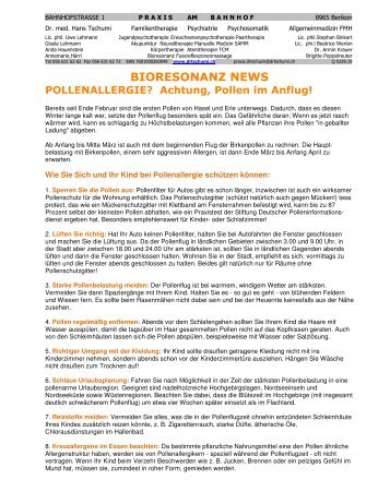 Pollenallergien - Arztpraxis Dr. med. Hans Tschumi
