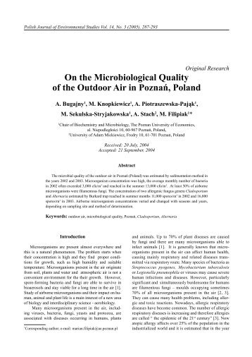 On the Microbiological Quality of the Outdoor Air in Poznań, Poland