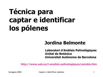 Técnica para captar e identificar los pólenes - Laboratori d'Anàlisis ...