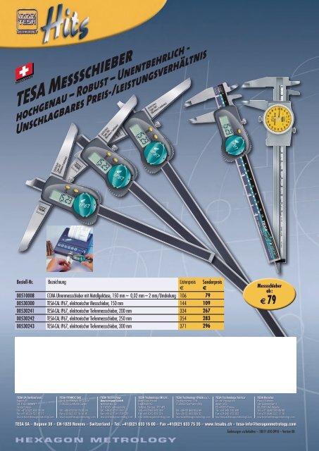 Ziffernschrittwert 0,01 mm bzw. 0001 mm • Anzeige wählbar in mm ...