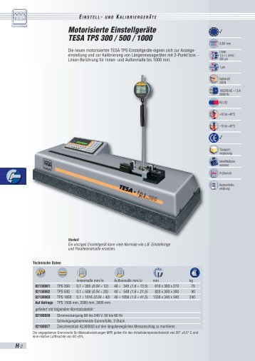 Motorisierte Einstellgeräte TESA TPS 300 / 500 / 1000