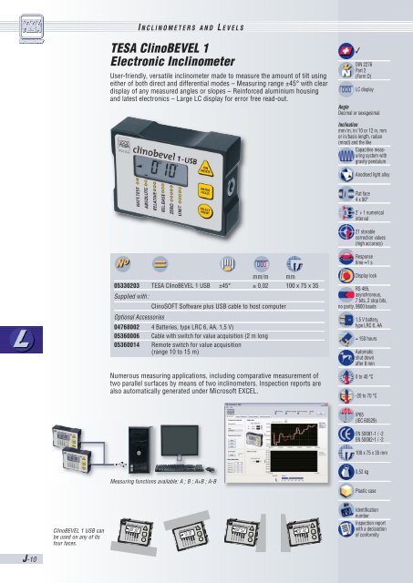 TESA ClinoBEVEL 1 Electronic Inclinometer