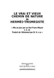 le vrai et vieux chemin de nature hermès-trismegiste - Editions de La ...