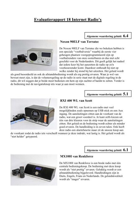 Evaluatierapport 18 Internet Radio's - RNW