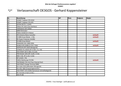 Verlassenschaft OE3GOS - Gerhard Koppensteiner - ADL 315