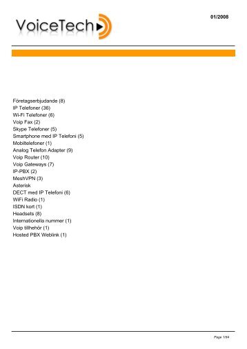 01/2008 Företagserbjudande (8) IP Telefoner (36) Wi-Fi ... - Voicetech