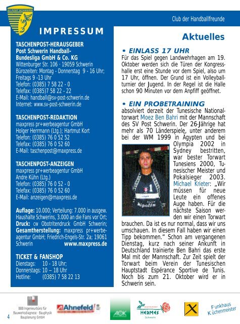 als PDF-Datei - SV Post Schwerin - Handball-Bundesliga