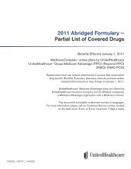 UHC Abridged Formulary - Partial List of Covered Drugs