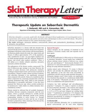 Therapeutic Update on Seborrheic Dermatitis - Skin Therapy Letter