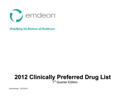 2012 Clinically Preferred Drug List - Emdeon