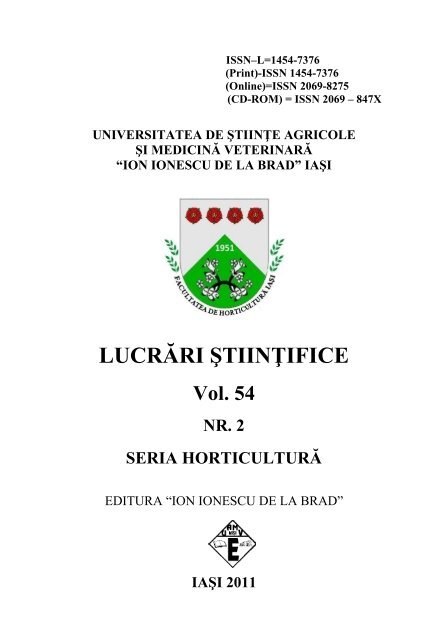 Remain Sideboard indoor LUCRĂRI ŞTIINŢIFICE Vol. 54 NR. 2 SERIA HORTICULTURĂ