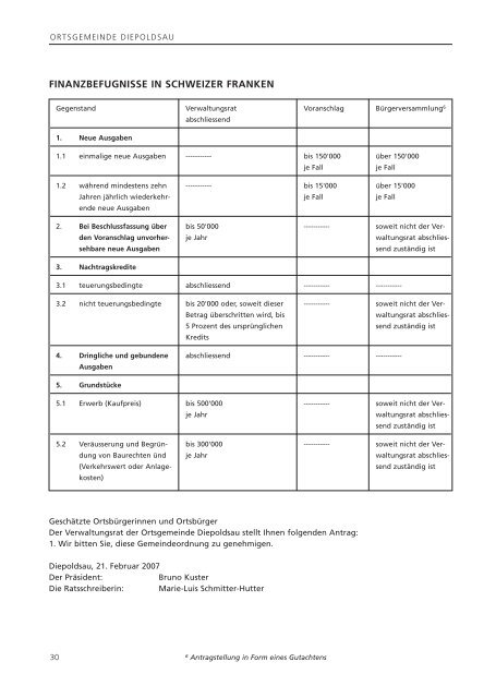 Ortsgemeinde Diepoldsau Jahresrechnung 2006 Budget 2007