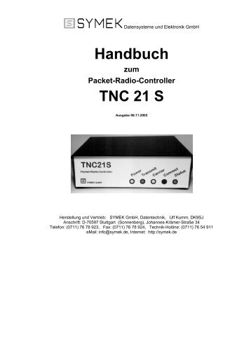 Handbuch zum Packet-Radio-Controller TNC 21 S - SYMEK GmbH