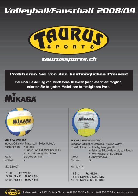 Volleyball/Faustball 2008/09 - TAURUS SPORTS Kloten