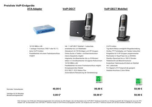 VoIP Anmeldebogen Telefonie - SKYTRON Communications GmbH ...