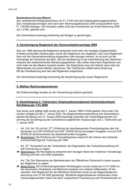 Gemeinde Aefligen Kehrichtmerkblatt 2009