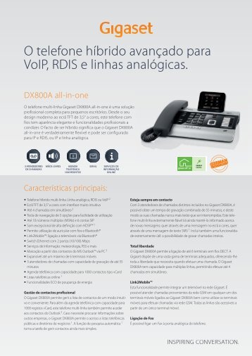 O telefone híbrido avançado para VoIP, RDIS e linhas ... - Gigaset