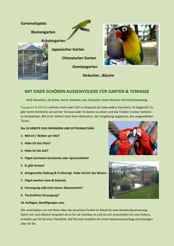 Mit Einer Schonen Aussenvoliere Fur Garten Terrasse Vogelpark