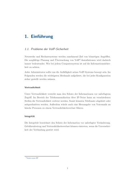 Bachelorarbeit Sichere Installation von VoIP-Telefonanlagen