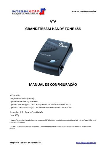 ata grandstream handy tone 486 manual de ... - IntegraVoIP